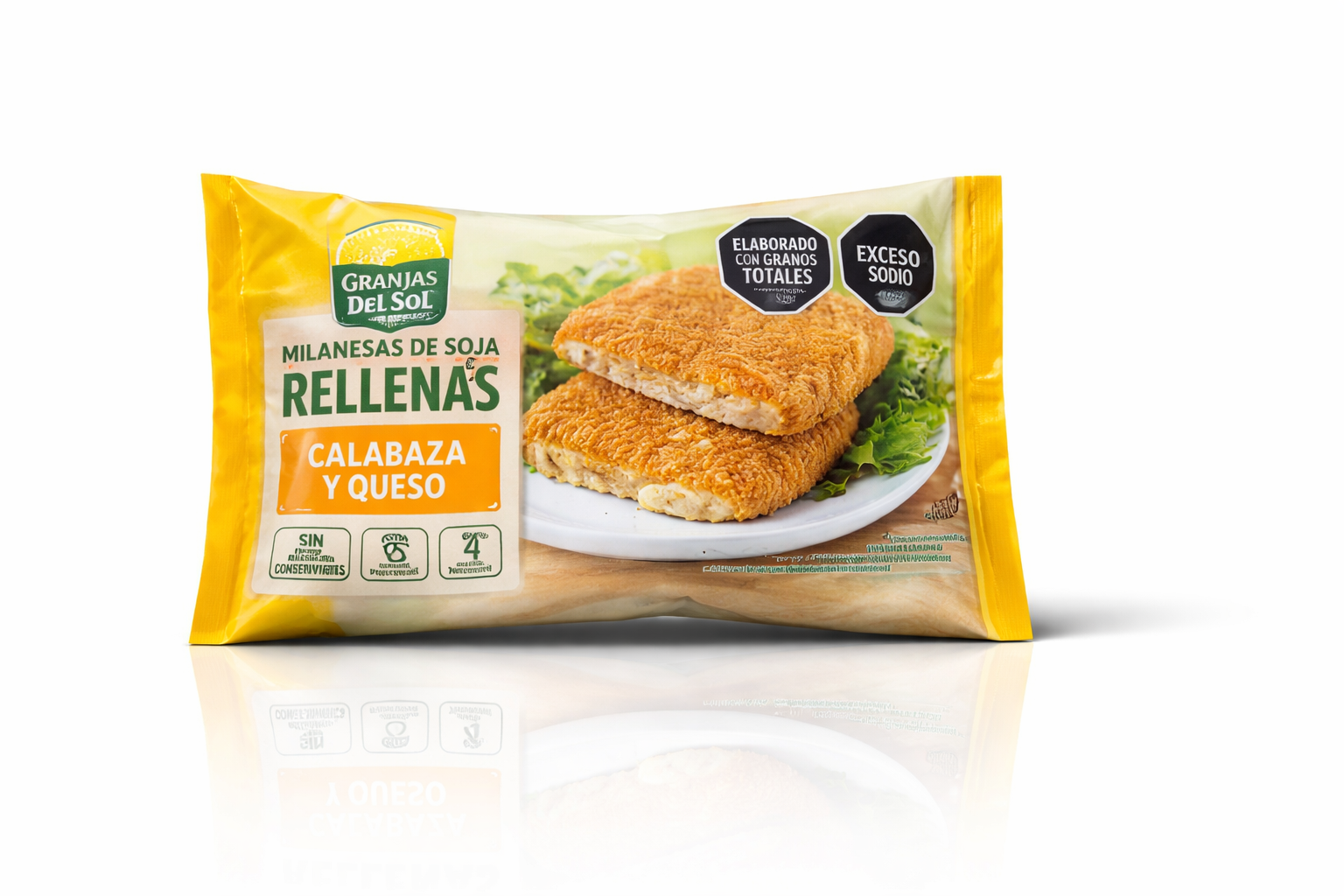 Milanesa de soja, calabaza y queso Granja del Sol